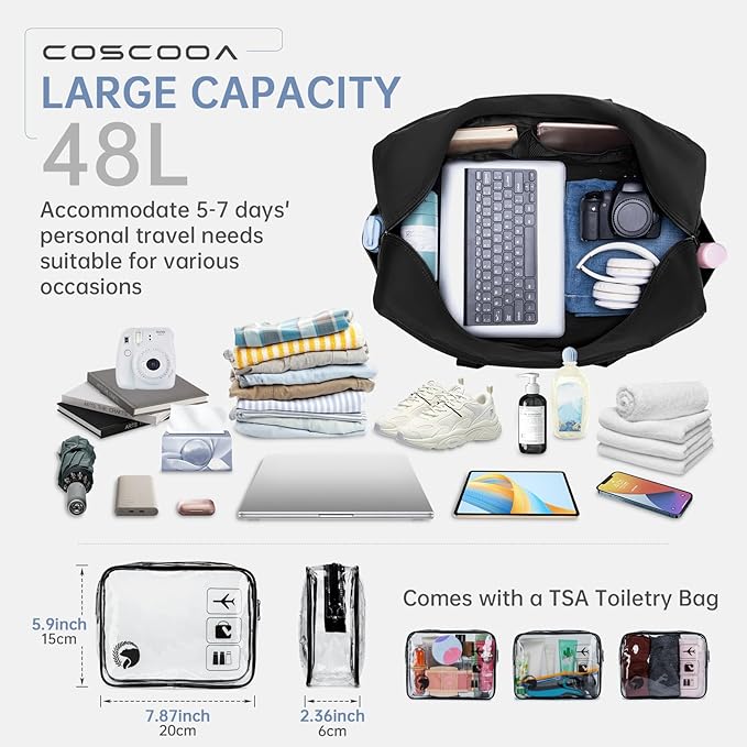 2Pack Carry On Luggage 22x14x9 Airline Approved,Lightweight Duffle Bag for Travel, Waterproof Weekender Overnight Bags for Traveling Airplane for Women and Men 40L