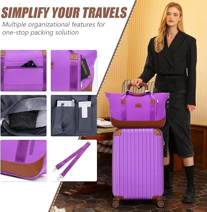 Carry On Luggage Sets 3 Piece, 20 Inch Luggage 22x14x9 Airline Approved with Wheels and TSA Lock, ABS Lightweight Hardshell Travel Suitcase Set with Duffel Bag Travel Bag for Men Women