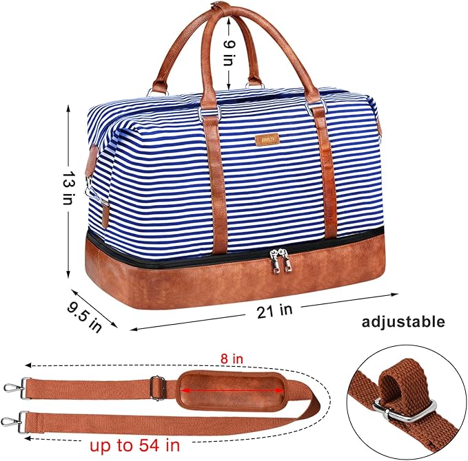 IBFUN Weekender Bags for Women, 21" Weekender Travel Bag, Travel Duffle Bag with Shoe Compartment Carry on Overnight Duffel Bag for Weekend Travel Business Trip