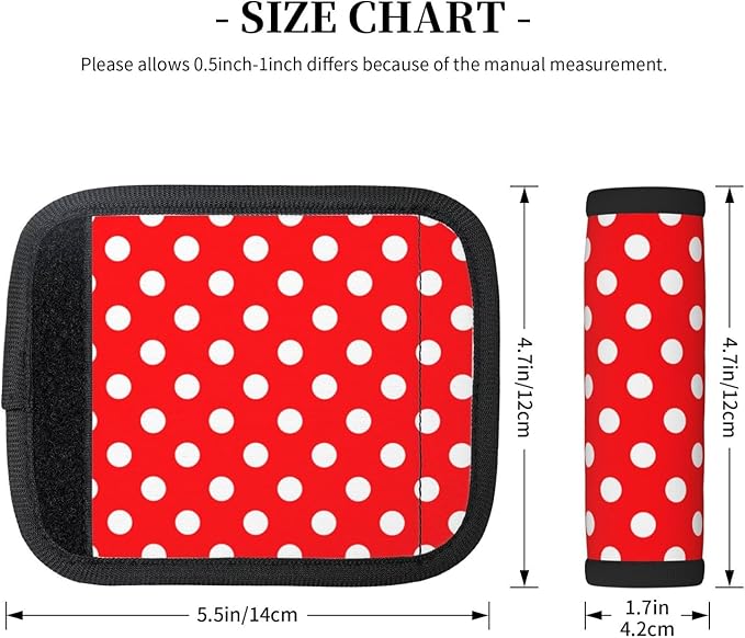 Red White Polka Dot Handle Wrap 2 Pieces, Soft Handle Grip for Women Men Business Luggage Outdoor Bag Markers Décor