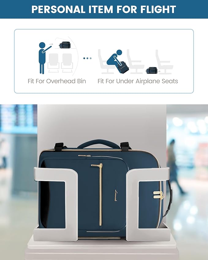 LOVEVOOK Travel Backpack for Women & Men 40L,Airline Approved Carry On Backpack Travel Essentials,TSA Carry on Luggage,Waterproof Personal Item Travel Bag,Suitcase with 3 Cubes,Dark blue green-Black