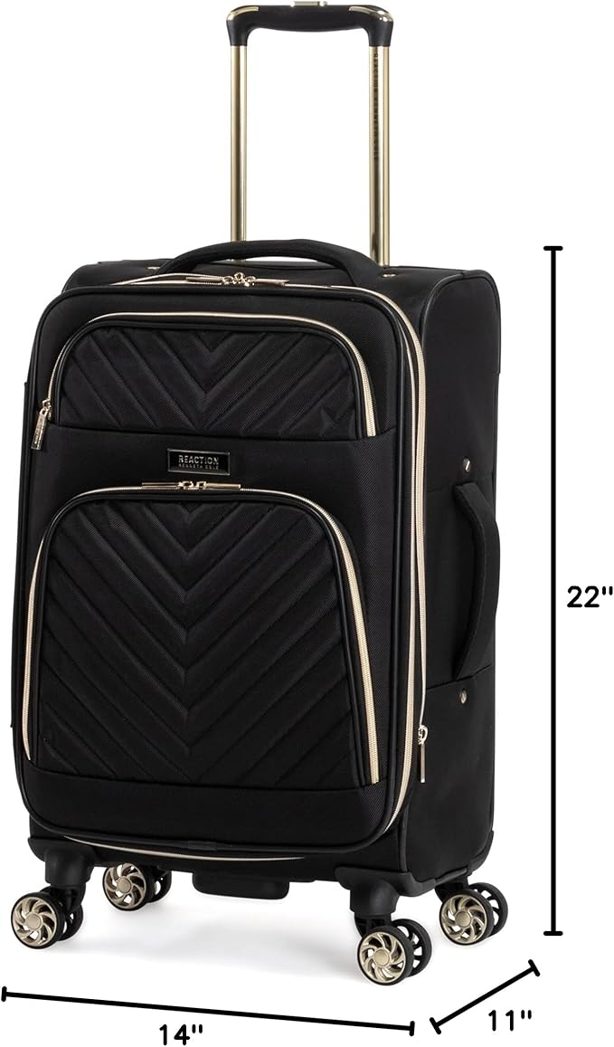 Kenneth Cole REACTION Chelsea Chevron Quilted Luggage, Black, 20-Inch Carry On