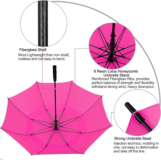 G4Free 47/54/62/68/72 Inch Automatic Open Golf Umbrella Oversize Extra Large Double Canopy Vented Windproof Waterproof Stick Umbrellas