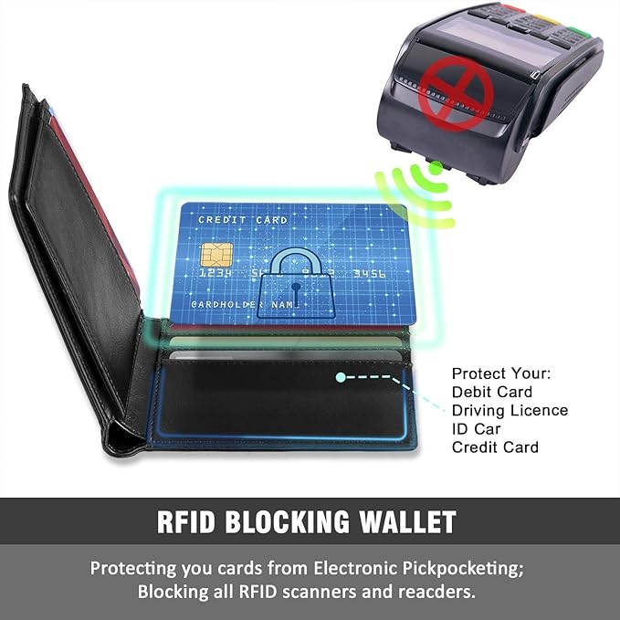 RUNBOX Wallet for Men Slim Rfid Leather 2 ID Window With Gift Box | Slim, Rfid, 2 ID Window, With Gift Box, Slim, Rfid