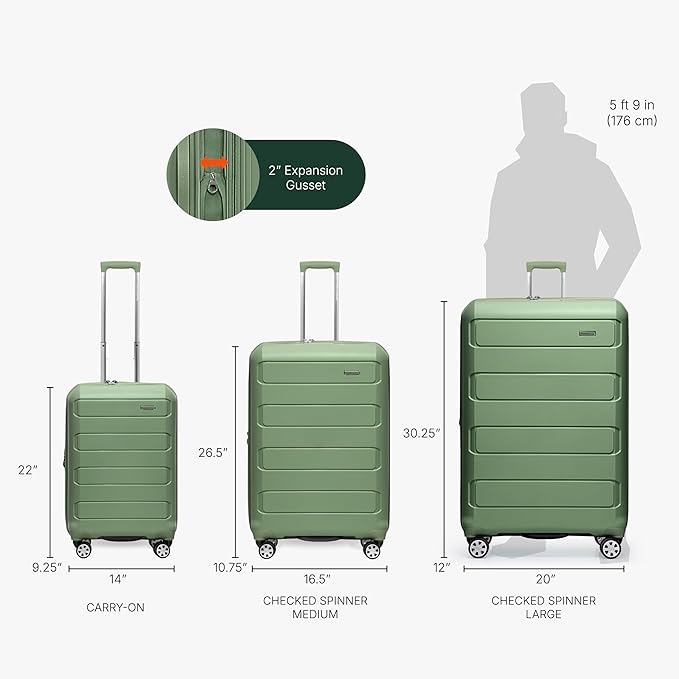 Traveler's Choice Pagosa Hardshell Expandable Luggage with Spinner Wheels, Green, 30-Inch Large