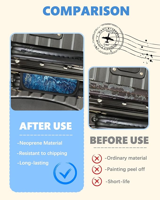 Slohif Luggage Handle Wrap 5Pcs Suitcase Identifier - Bag Strap Cover For Bogg Travel Accessories Easy Identification Bright Marker Sleeve Grips Comfort Neoprene Concealed Tag For Airport Wave