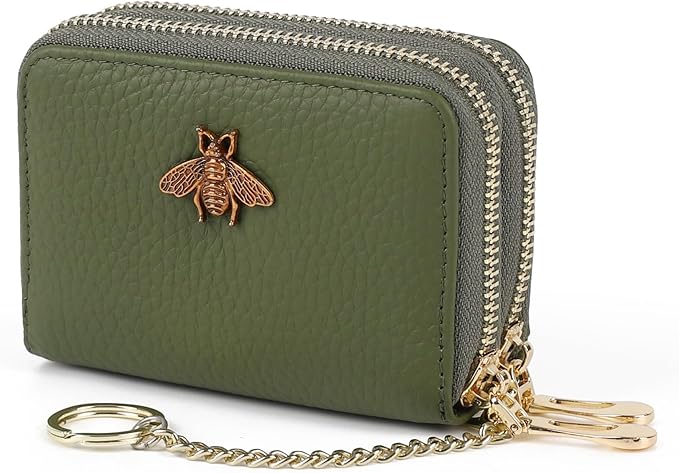 imeetu RFID Credit Card Holder, Small Leather Zipper Card Case Wallet for Women