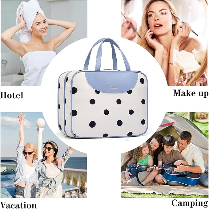 Bosidu Hanging Travel Toiletry Bag,Large Capacity Cosmetic Travel Toiletry Organizer for Women with 4 Compartments & 1 Sturdy Hook,Perfect for Travel/Daily Use/Christmas