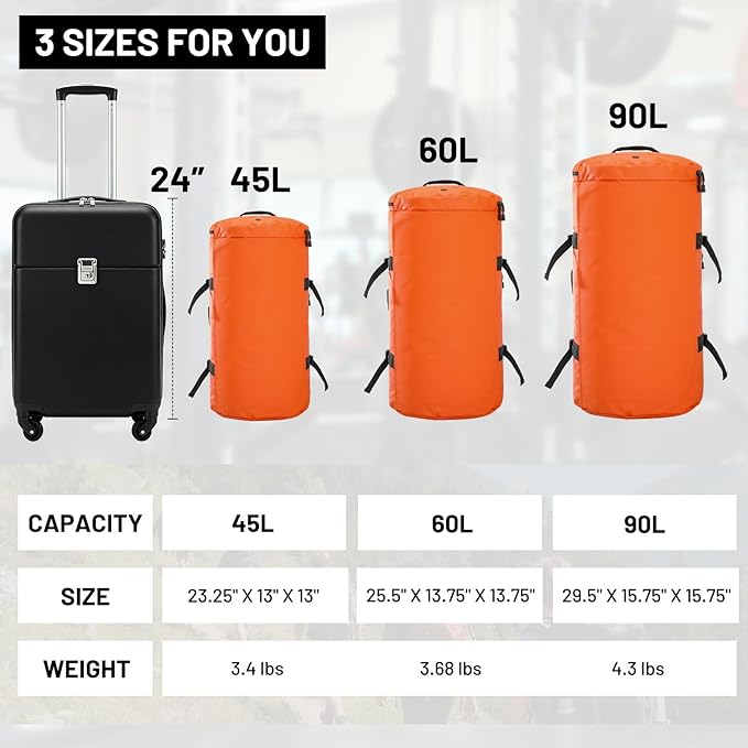 MIER Large Duffle Backpack Sports Gym Bag with Shoe Compartment, Heavy Duty and Water Resistant, Orange, 45L