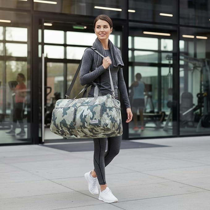 Lucky Travel Duffel Bags 115L, Gym Bag, Travel Bag & Large Duffle Bag for Men, Foldable Overnight Weekender Bags for Women & Men with Adjustable Shoulder Strap, Camo