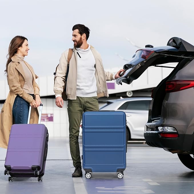 Kono 24 Inch Luggage Suitcase with Spinner Wheels TSA Lock Lightweight PC+ABS Hardside Medium Checked Luggage Durable Rolling Suitcase Purple