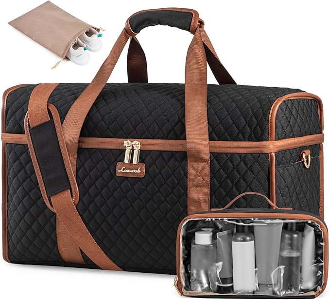 LOVEVOOK Travel Duffle Bag - Weekender & Overnight Bag with Toiletry & Wet Pocket, Carry-On Size, 3pc Set