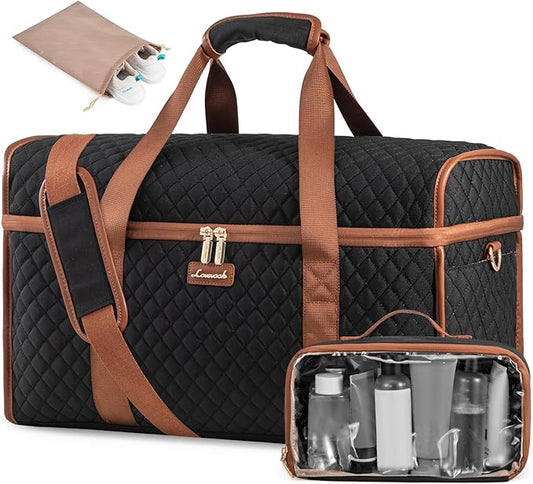 LOVEVOOK Travel Duffle Bag - Weekender & Overnight Bag with Toiletry & Wet Pocket, Carry-On Size, 3pc Set