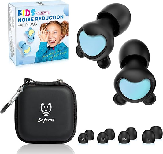 Kids Ear Plugs (6+yrs) - Reusable Everyday Noise Relief Earplugs for Small Ear Canal, Kids Ear Protection for Concerts, Travel, Focus, Socializing, School, Sleep, Sensitivity – 26 dB Noise Reduction