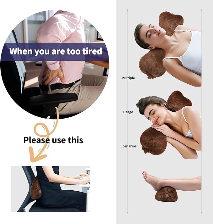 Head Pillow for Recliner Chair，for Sofa, Recliner Neck Pillow, Bone Couch Neck Pillow (Brown)