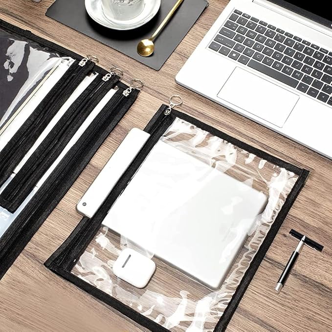 Clear Zipper Pouches, 4 PCS Plastic Organizer Bags PVC Waterproof Envelopes Clear Pouch Bags Zipper Bags Multi-Purpose Makeup Bag for Cosmetics Document FileTravel Office Home Organize 11.5" x 7"