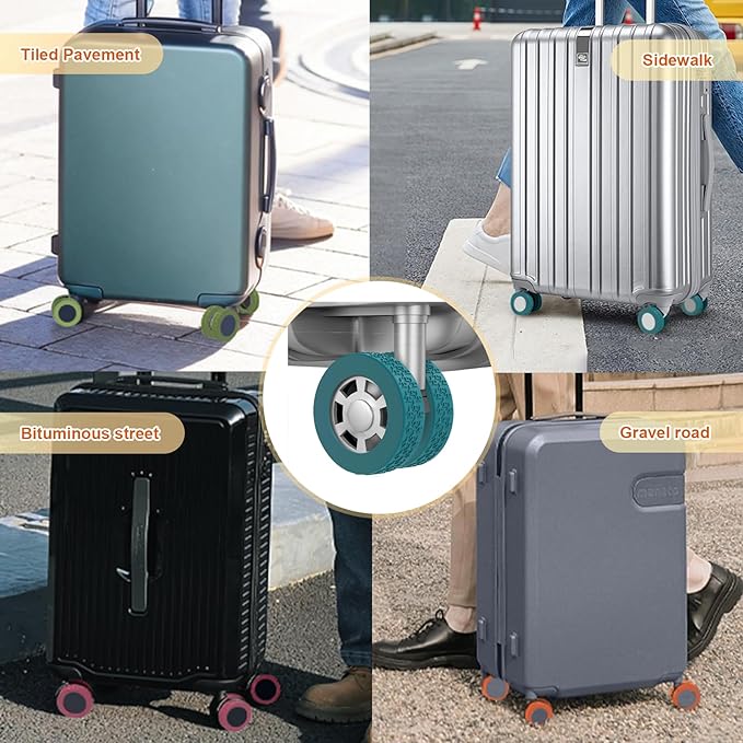 8 Pack Luggage Wheel Covers,Silicone Protective Covers for 2-2.4" Suitcases Spinner Wheel,Upgraded Wear-Resistant, Silent, Shock Absorption Luggage Accessories for Carry-On Travel(Army green)