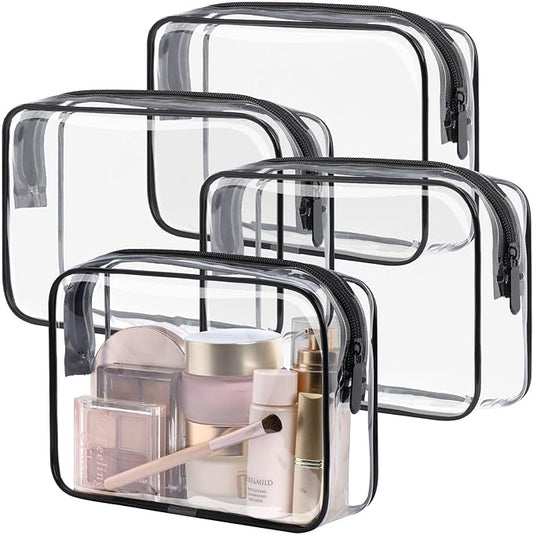 PACKISM TSA Approved Toiletry Bag 4 Medium - Quart Size Clear Makeup Bag for Carry On, Airport Security Compliant Clear Travel bag for Toiletries with Reinforced Seams, Black