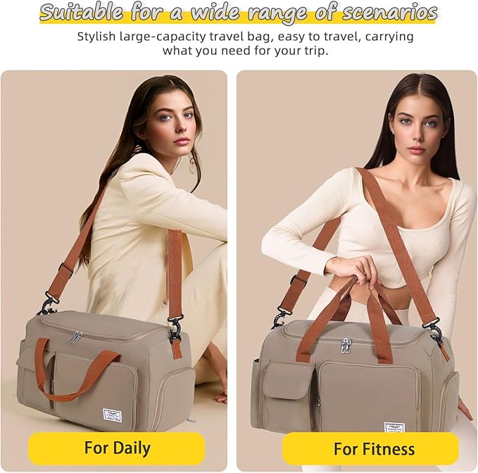 FIORETTO Women's Gym Duffle Bag with Shoes Compartment, 30L Capacity, Ideal for Travel, Gym, Sports, Duffel, Weekender