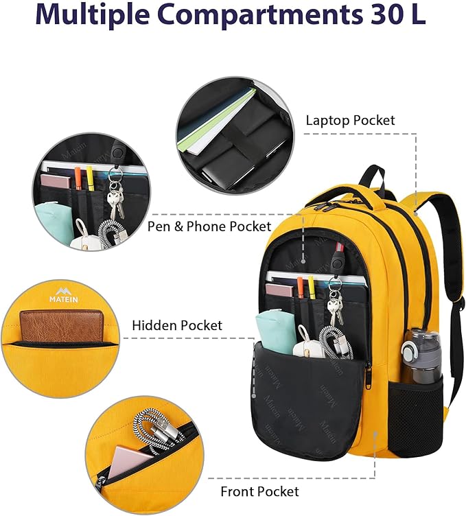 MATEIN 17 Inch Travel Backpack, Water Resistant Commute Work Carryon Bag with Anti Theft Pocket & Luggage Sleeve, Fashion Large College Laptop Daypck, Warm Gifts Backpack for Men Women