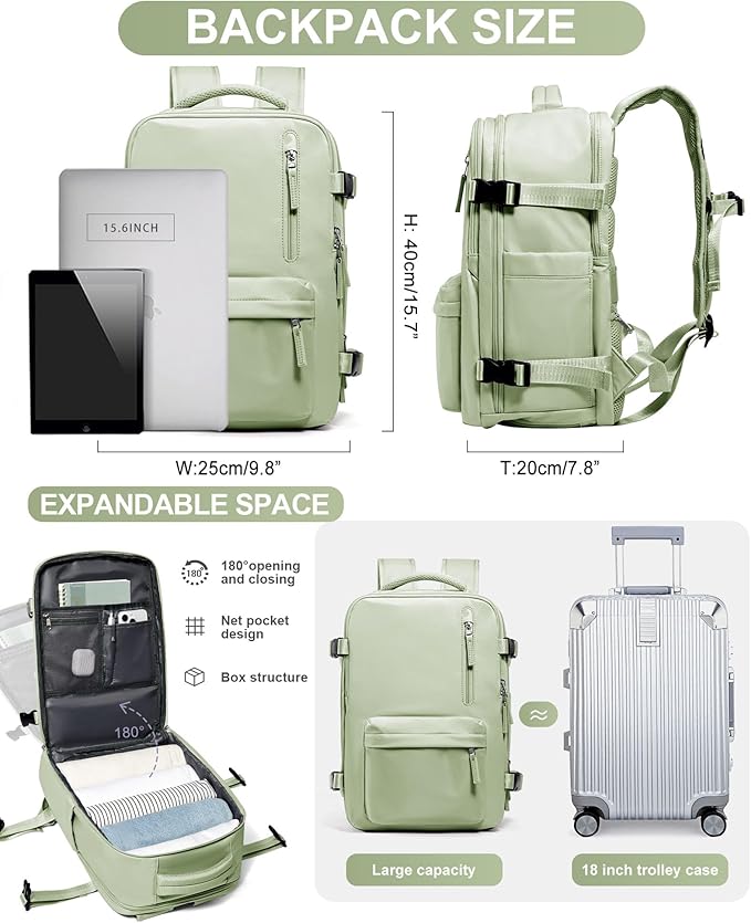 WONHOX Large Travel Backpack Carry on Flight Approved Laptop Work Business Backpack for Women Men Mochila de Viaje