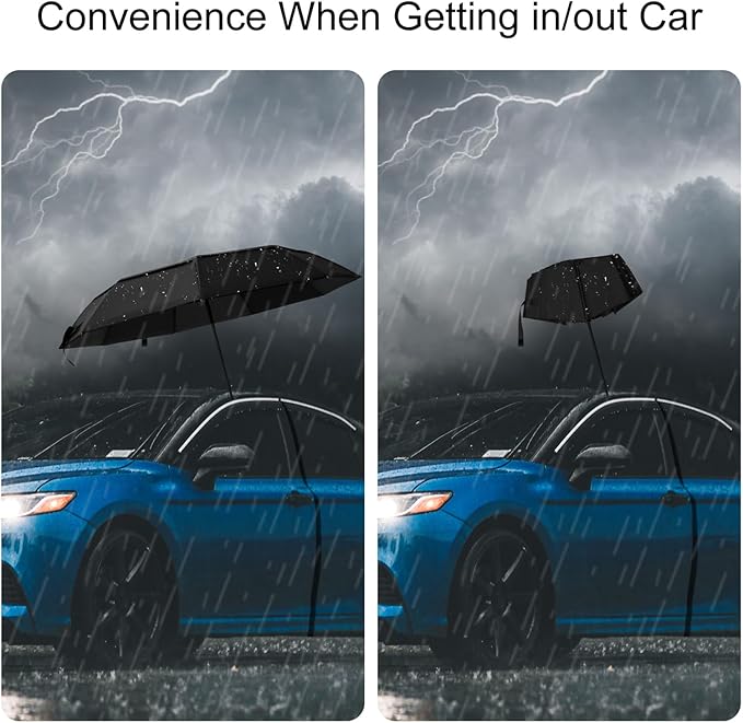 TradMall Travel Umbrella, 42/45 Inches Double Vented Canopy Windproof Automatic Strong Compact Folding Umbrellas for Rain Women and Men