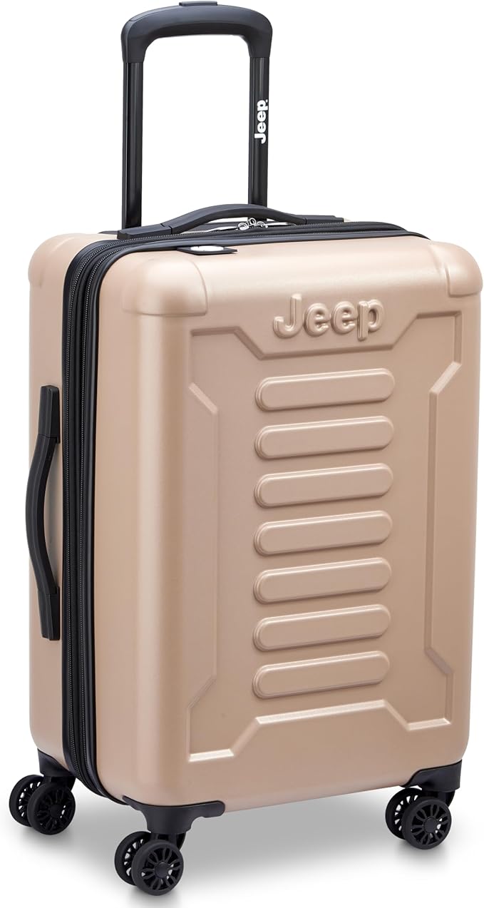 Jeep JH004C Hardside Expandable Luggage with Spinner Wheels, Beige, Carry-On 20 Inch