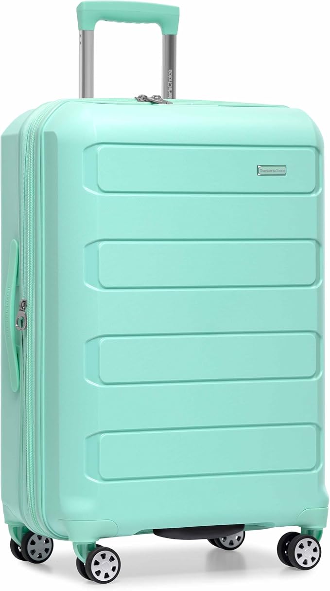 Traveler's Choice Pagosa Hardshell Expandable Luggage with Spinner Wheels, Mint, 26-Inch Medium