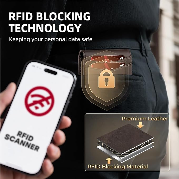RUNBOX Wallet for Men Slim Rfid Leather 2 ID Window With Gift Box | Slim, Rfid, 2 ID Window, With Gift Box, Slim, Rfid