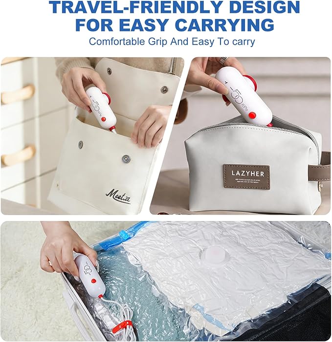 VMstr 9 Pack Travel Vacuum Storage Bags with USB Pump, Vacuum Packing Seal Bags for Luggage, Carry-on Size Space Saver for Clothes and Clothing Travel