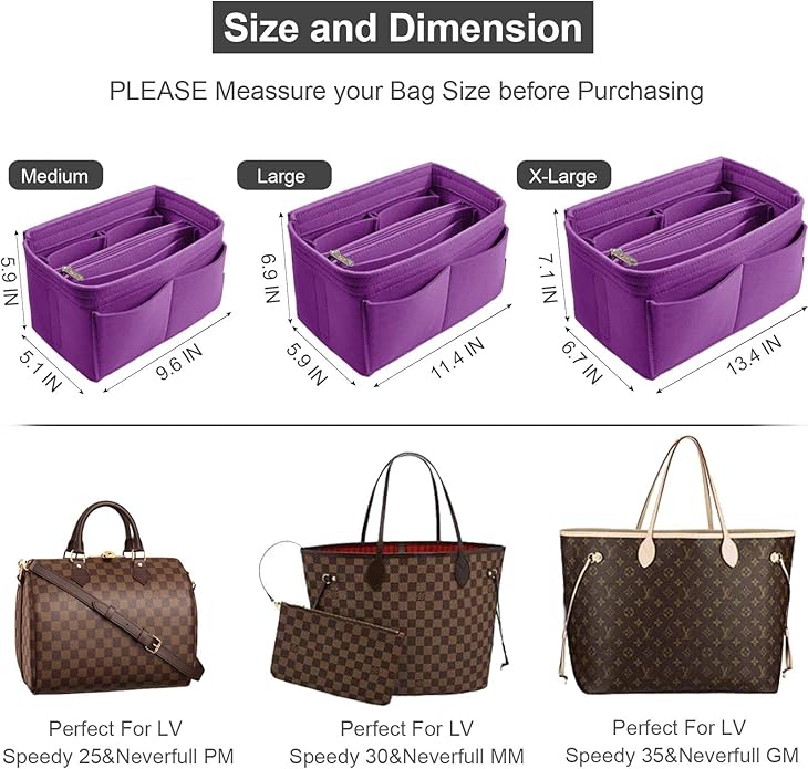 OMYSTYLE Purse Organizer Insert, Felt Tote Bag Organizer Insert with 5 Sizes, Handbag Dividers for Inside Purse, Compatible with Longchamp, Neverful, Speedy and More