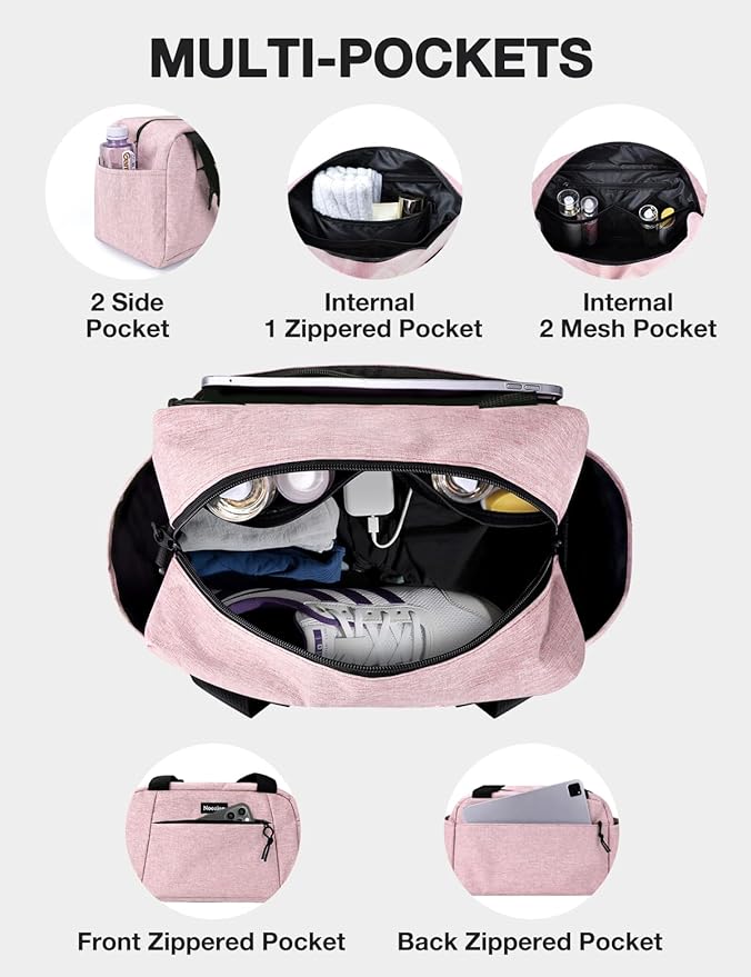 Noozion 14 inch Small Gym Bag for Women & Men, Lightweight Carry On Mini Duffle Bag with Multiple Pockets, Sports Bag for Travel and Workout.