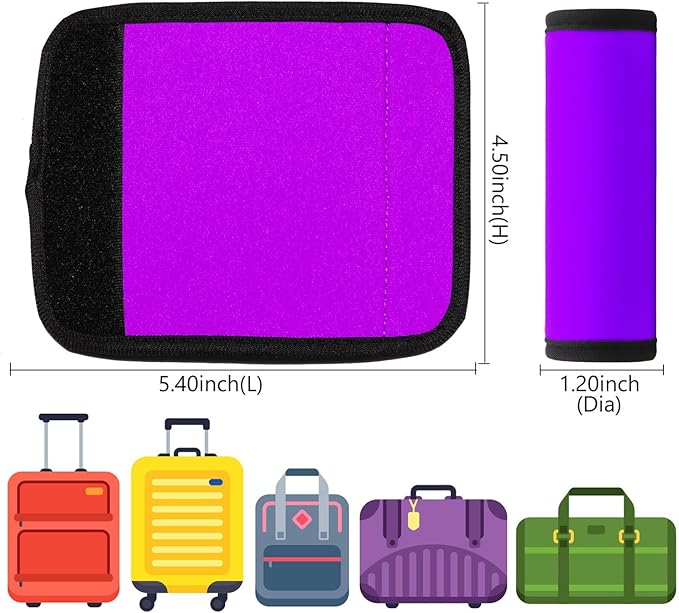 Luggage Handle Wrap 6 Pack-Neoprene Luggage Handle Wraps for Suitcase/Beach Bag/Backpacks Bright Suitcase Identifiers Travel Accessories for Airplane (Purple)