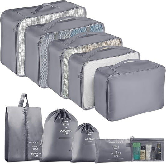 Packing Cubes for Travel-10 Set Luggage Organizer Bags for Family, Mesh Breathable Packing Cubes for Suitcases Durable Travel Essentials Bags Set