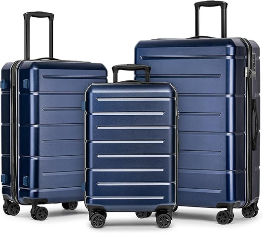 KYME Luggage Sets 3 Piece Hardshell 20"/24"/28" Suitcase with Wheels Hardside Suitcase Set with TSA Lock Large Travel Luggage Set for Women Navy