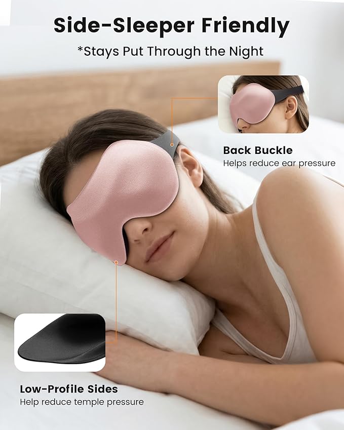 3 Pack 100% Blackout Sleep Mask for Women Men, 3D Eye Mask for Sleeping with Zero Eye Pressure, Side Sleeper Friendly Eye Cover, Night Shift Nurse Essentials for Daytime Sleep & College Dorm Naps