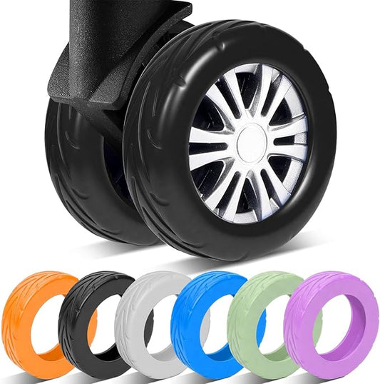 8 Pcs Upgraded Luggage Wheel Covers, Suitcase Protector, Wear-Resistant Anti-Noise Silicone Wheel Covers for 2-2.4” Spinner Wheels, Travel Accessories for Carry On Luggage (Black, Small)
