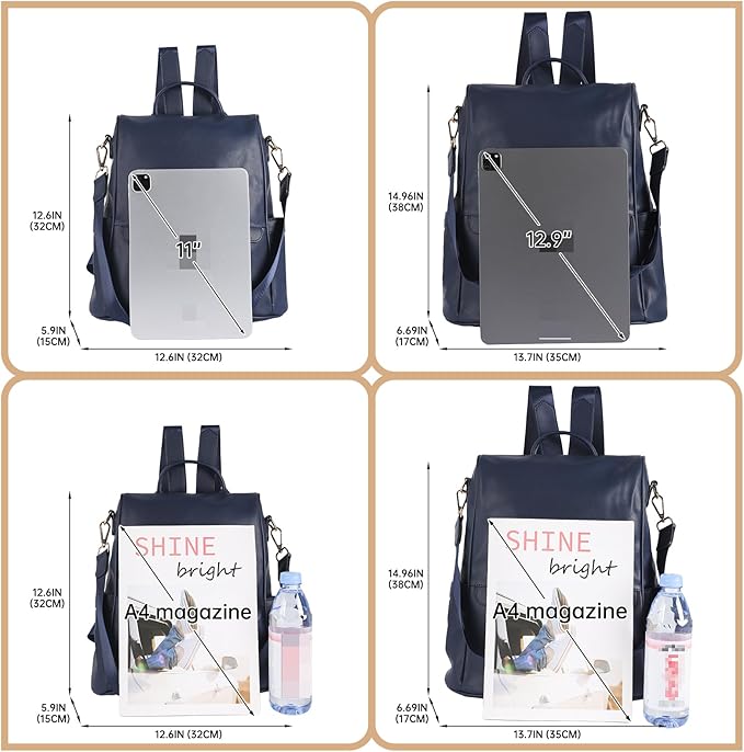 CHERUTY Women Backpack Purse PU Leather Anti-theft Casual Shoulder Bag Fashion Ladies Satchel Bags