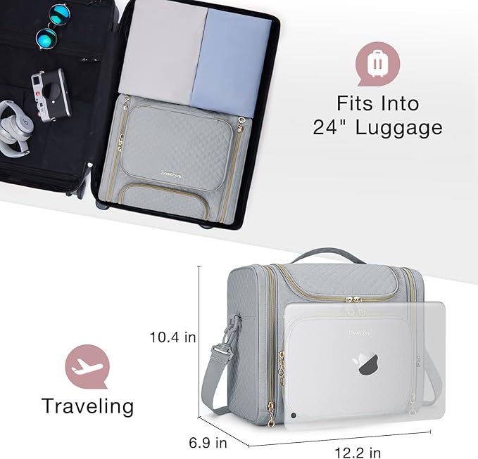 BAGSMART Toiletry Bag for Women, Travel Toiletry Bag, Water-resistant Cosmetic Makeup Bag, Large Capacity Travel Organizer for Full Sized Toiletries and Cosmetics, Grey