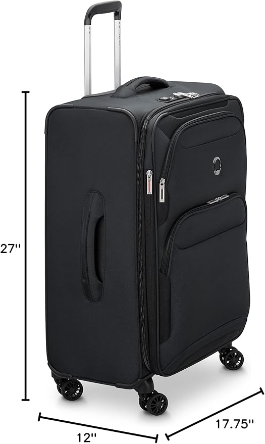 DELSEY PARIS Sky Max 2.0 Softside Expandable Luggage with Spinner Wheels, Black, 2-Piece Set (21/24)