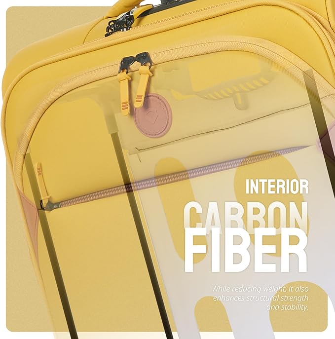 Verage Cambridge Lightweight Carry On Luggage,Softside Expandable Suitcase with Spinner Wheel (20-Inch, Misted Yellow)