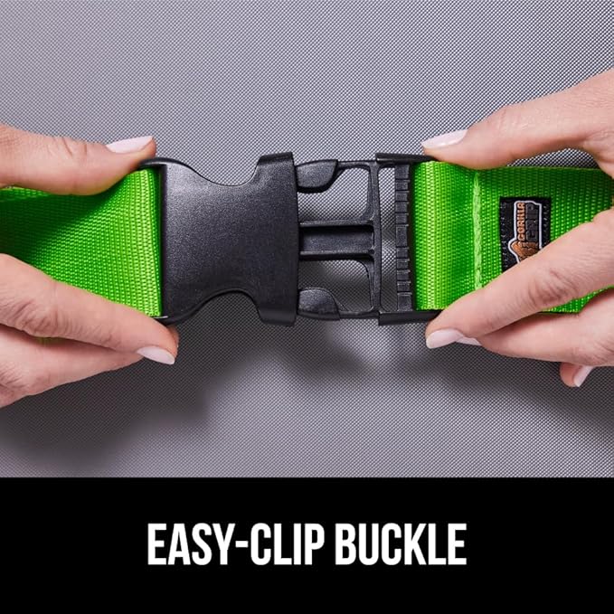 GORILLA GRIP Heavy Duty 4 Pack Adjustable Luggage Straps for Suitcases, Easy to Identify Travel Belt Connector Holds Suitcase Together, Extends Life of Bag, Strap Connects Two Bags, Accessories Green