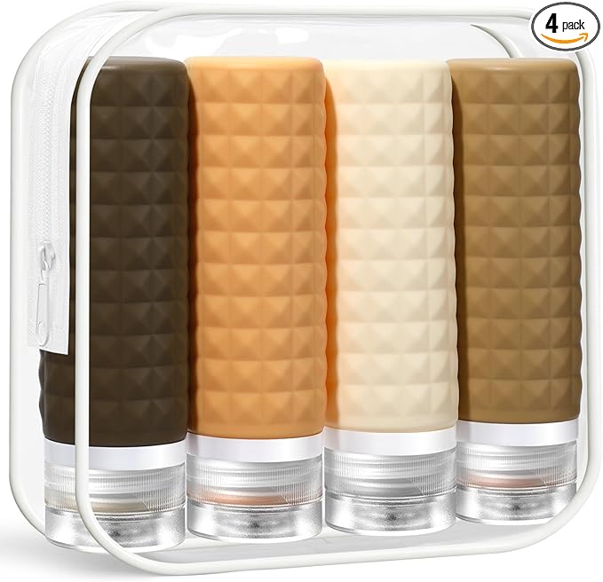 Travel Bottles for Toiletries, TSA Approved Travel Size Containers, Leak Proof Silicone Shampoo Bottles, Small Toiletry Containers with Clear Bag for Shampoo Conditioner Lotion