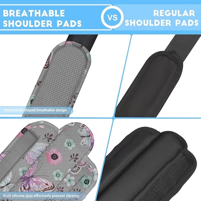 ZINZ 2-Pack Universal Shoulder Pad with Ultra thick Cushion for Bag Luggage Bag Crossbody, Plus Long & Anti-Slip & Breathable,Butterfly-2pack