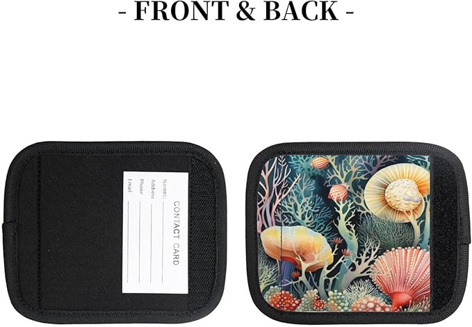 Luggage Handle Wraps Watercolor Ocean Shells Coral Luggage Identifiers Soft Neoprene Luggage Handle Wraps For Suitcase Trolley Handle Grip Cover 2 Pack Luggage Tags