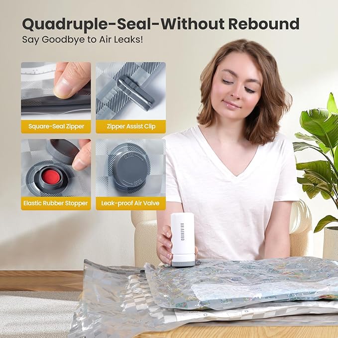 Vacuum Bags for Travel with Rechargeable Digital Display air Pump,18 PCS Combo Travel Size Vacuum Seal Bags for Luggage and Suitcase,Space Saver for Clothes,Home Storage