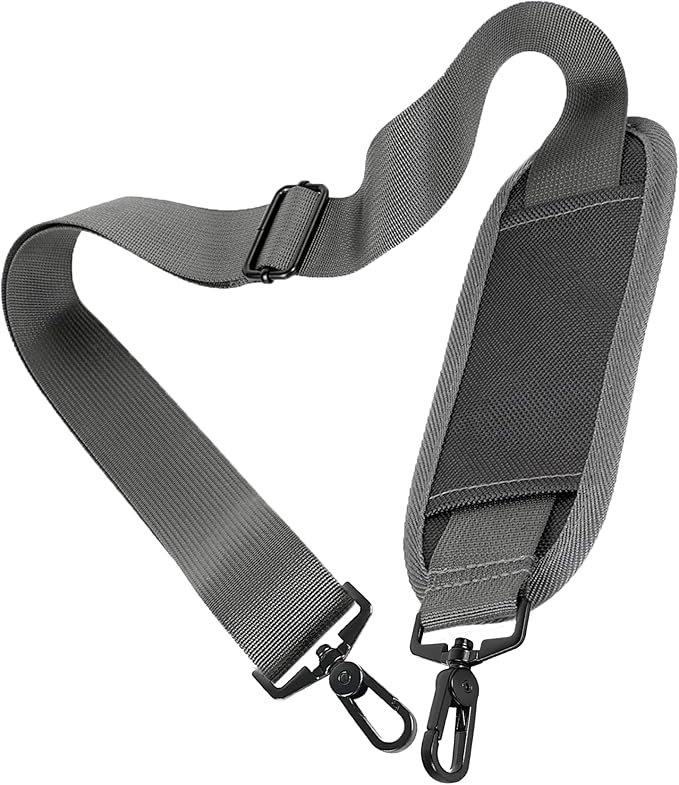 Taygeer Crossbody Strap Replacement, Universal Duffle Messenger Shoulder Bag Strap Detachable Padded Adjustable Belt with Metal Hook Clip for Briefcase Carrier Satchel Laptop Case Duffle Bag, Grey
