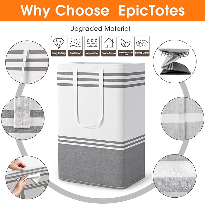 3 Pack Large Laundry Baskets, Laundry Hampers, Freestanding Waterproof Collapsible Clothes Bag with Extended & Reinforced Handles - Clothes Basket for Dorm, Bathroom, Home (88L)