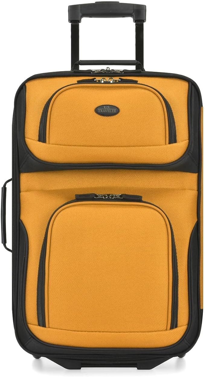 U.S. Traveler Rio Lightweight Softside Rolling Carry-on Suitcase, 2-Wheel Single, Orange