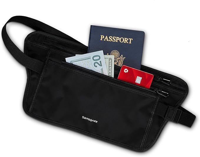 Samsonite RFID Waist Belt - Lightweight and Durable Nylon RFID Protection Technology - Blocks RFID Signals Encoded In Passports, IDs & Credit Cards